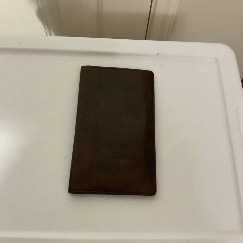 Men Brown Calf Leather Tall Credit Card Holder Bi-Fold Wallet Made In England